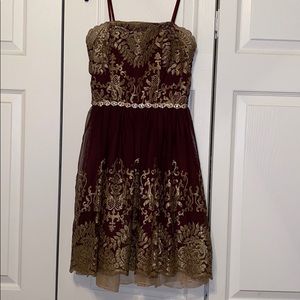 Burgundy and gold dress